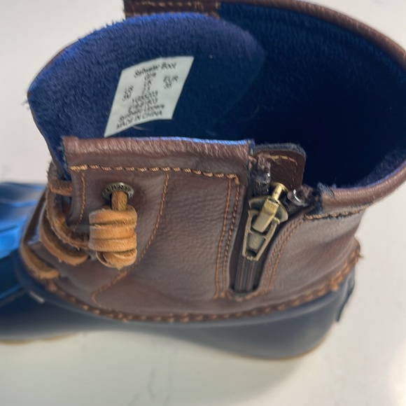 SPERRY Saltwater Boot Girls Size 3US navy and brown leather - Picture 4 of 7